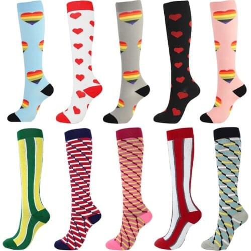 Running Men Women New Fashion Compression Socks Halloween Love Prints Unisex Outdoor Running Cycling Long Pressure Stockings