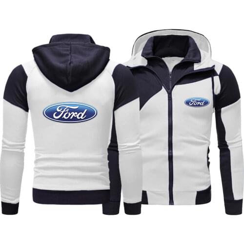 2021 New Ford Car Logo Print Double Zipper Men‘s Hoodie Sweatshirt Casual Harajuku Pullover Mens Sportswear Oversized Hoodie Top