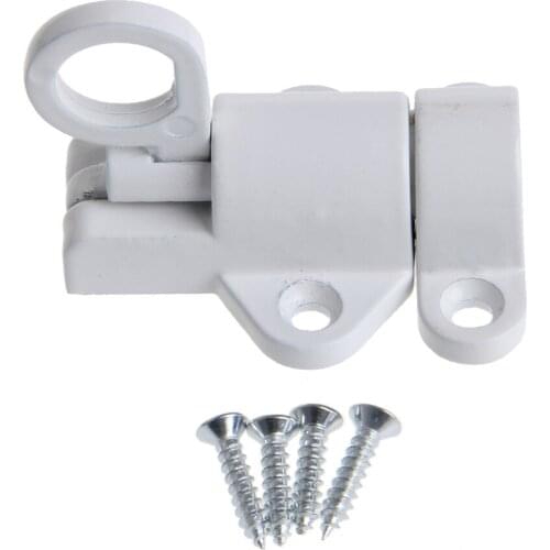Window Gate Security Pull Ring Spring Bounce Door Bolt Aluminum Latch Lock White