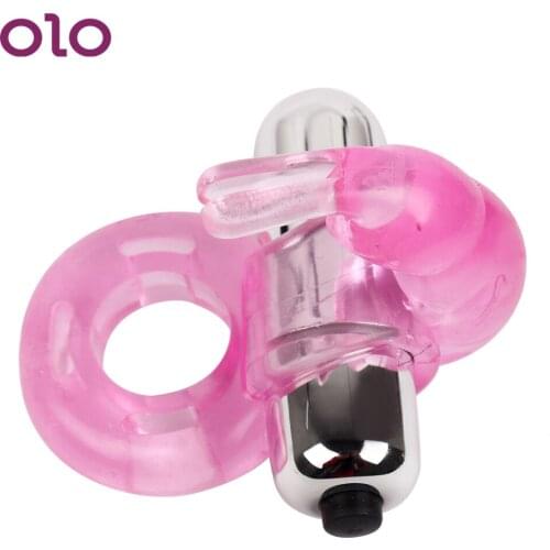 OLO Vibrator Penis Rings Rabbit Vibrator Silicone Cock Ring Sex Toys for Men Male Delay Ejaculation Penis Extender