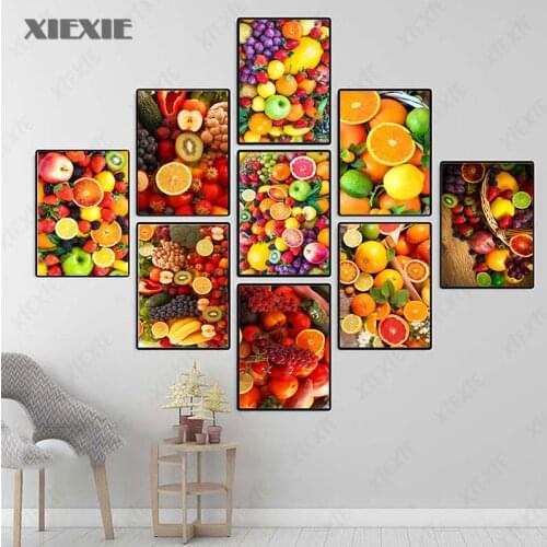 Fruit Kitchen Posters and Prints Modern Canvas Art Print Grapes Bananas Oranges Kiwi Canvas Painting Wall Art Decorative Picture