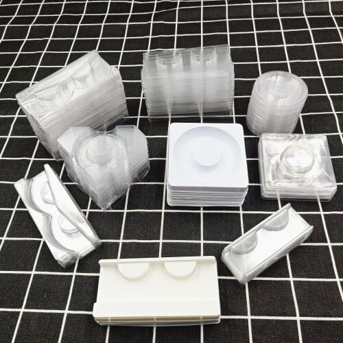Clear lash trays plastic mink lashes holder eyelash tray for eyelash packaging box square case bulk vendors