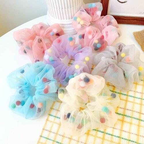 Hairlyah Sweet Girls Dot Hair Ties Elastic Ponytail Hair band Organza Hair Rope Scrunchie Holder Headwear Accessories Fashion