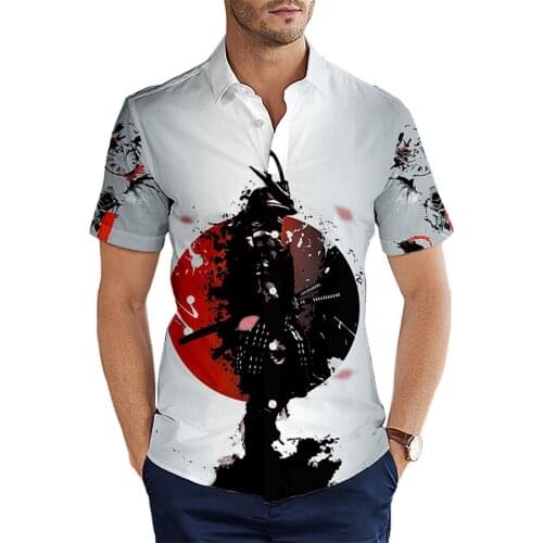 2021 Summer Short sleeve Shirts Samurai Armor Tattoo Pattern 3D All Over Printed Hawaiian Shirt Mens Casual Beach Shirt