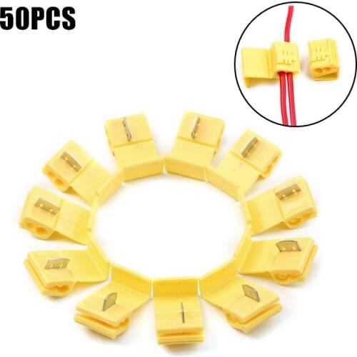 50Pcs Lock Wire Electrical Cable Connectors Insulated Terminals Crimp Quick Splice Connector For Car Electrical Cable Snap