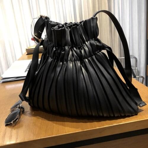 Drawstring Bucket Pleated Eco Bag Plus Pleats Large Capacity Shoulder Tote Shopping Bag Handbag
