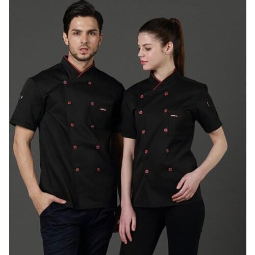 Chef Uniforms Food Service Restaurant Kitchen Workwear Women Men Short Sleeve Double Breasted Catering Jackets Tooling Uniform