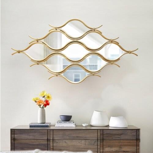 European-style Living Room Background Wall Decoration Mirror Ironwork Dining Room Wall Hanging Mirror Bathroom Mirror