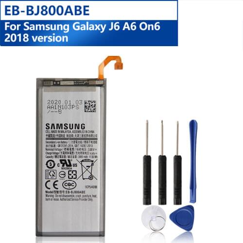 Samsung Original EB-BJ800ABE Battery For Samsung GALAXY J6 A6 On6 2018 version SM-A600F J600 Replacement Phone Battery 3000mAh