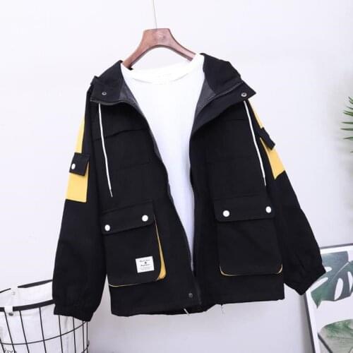 2020 New Spring Autumn Women Jacket Hooded Windbreaker Loose Jacket Harajuku Coat Oversize Female Casual Basic Coats Outwear