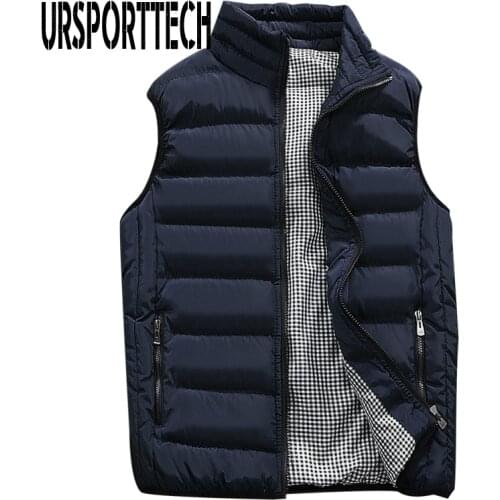 URSPORTTECH Mens Vest Casual Mens Plus Size 5XL Warm Sleeveless Jacket Men Winter Waistcoat Mens Vest Casual Coats Outwear