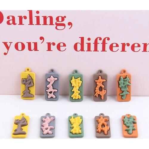 10pcs Chinese Style Funny Pendant Contrast Color Earings For Women Ladies Text Spray Paint Fashion Earings Jewelry Accessories