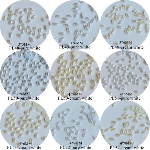 100pcs Different Shapes Flat-Back Pearl Drop Oval Rice Shape Pearl Nail Decoration Pearl Nail Art Decoration