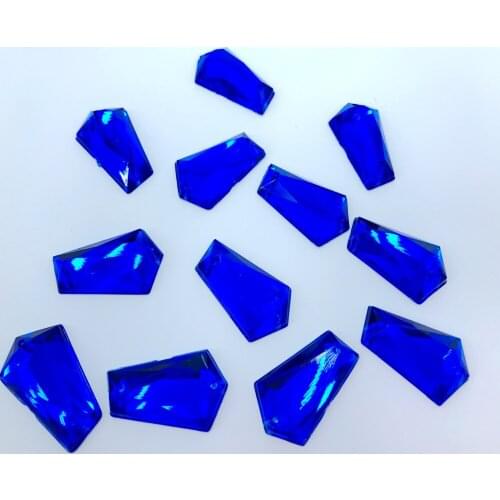 14*23mm sew on Arcyl crystal Alien shape deep blue rhinestone flatback strass Diamond hand sewing stone 100pcs/bag