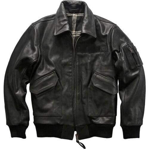 1938 Big Size Air Force Flight A1 Pilot Cow Genuine Cowhide Leather Jacket