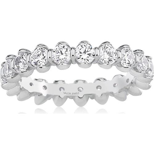 2.94 Carat, Zirconia White Round Gemstone, Rhodium Plated, Eternity Ring