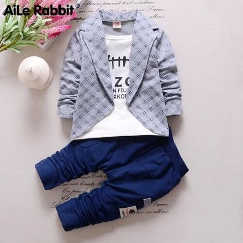 2021Boys Clothes Set Fashion Long Sleeve Top Pants 2 Piece Set Fake 2 Gentleman Casual Suit Red Gray 0-4 Y Boy Baby Clothes