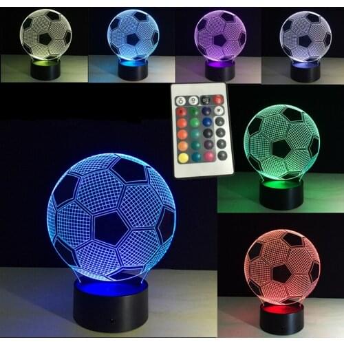 3D Lighting Fixture Football LED Table Night Lamp Remote Control RGB 7 Colors Changing Indoor Night Lights Illusion Lamp