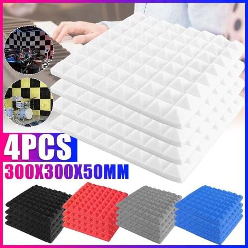 4/24Pcs 30x30x5cm Pyramid Acoustic Panels Soundproof Foam Sound Absorption Treatment Panel Tile for Studio KTV