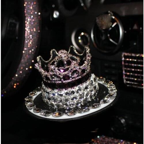 Diamond Tissue Box Car Decoration Bling Car Supplies Creative Ashtray Purple Suit for Girls for Home