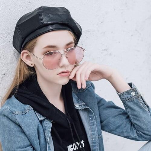 Beret Womens Autumn Winter Version Of The Wild British Retro Fashion Casual Painter Hat Flat Cap High-Quality Leather U Beanie