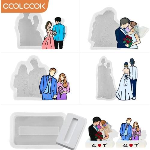 DIY Epoxy Resin Valentines Day Ins Wind Line Drawing Couple Silicone Mold Handmade Crystal Resin Casting Molds Resin Jewelry Ma