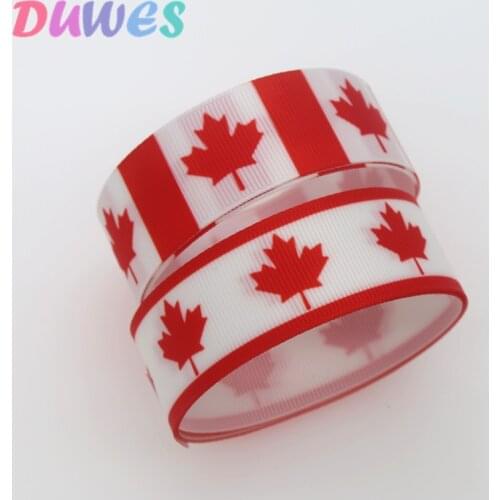 DUWES 50yards canada Printed Grosgrain Ribbon Accessory Hairbow Headwear Decoration DIY Wholesale OEM D1376