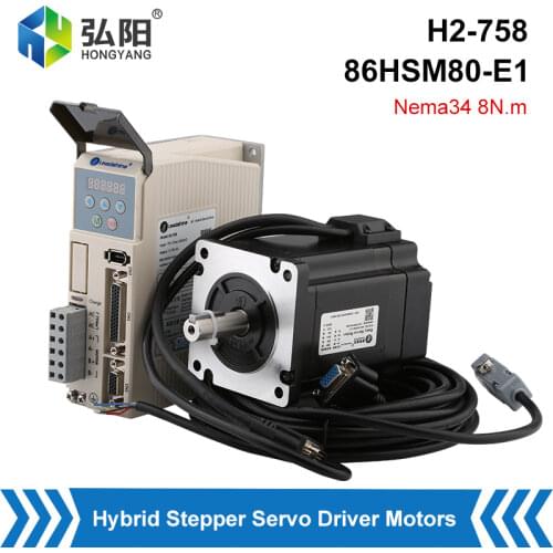 Leadshine H2-758 2-Phase Hybrid Servo Stepper Motor Driver Nema34 86 Stepper Motor 86HSM85-E1 Torque 8N , With 8m Encoder Cable