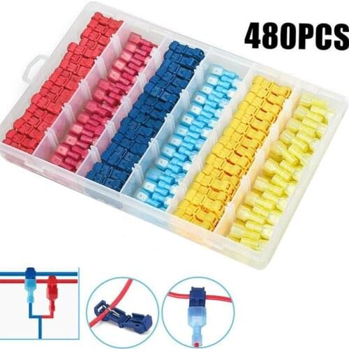 480pcs/box T Tap Electrical Fast Wire Terminal Connectors Splice Insulated Male Female Terminals joints for Car Connecting Line