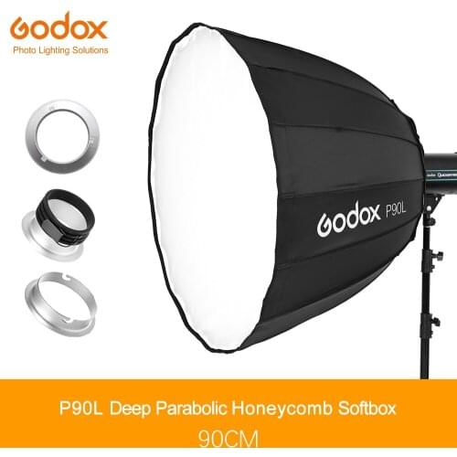 Godox Portable P90L 90CM Deep Parabolic Softbox Bowens Mount Studio Flash Speedlite Reflector Photo Studio Softbox