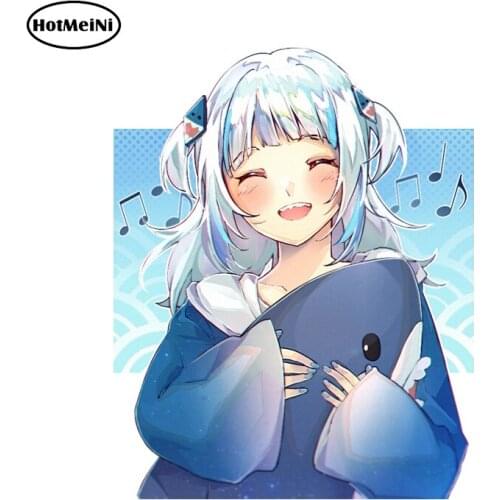 HotMeiNi 13cm x 10.3cm For Gawr Gura Shark Bumper Car Stickers Interesting Decal Air Conditioner Waterproof VAN Decoration