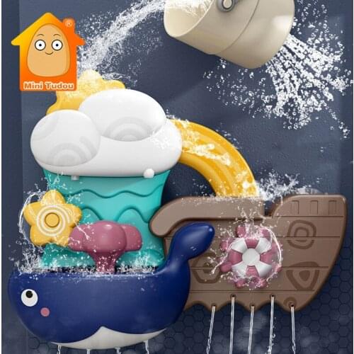 Bath Toys Baby Bathroom Fish Whale Clouds Spray Water Shower Sucker Kit Swimming Bathtub Suction Cup Game Toy For Children Gift