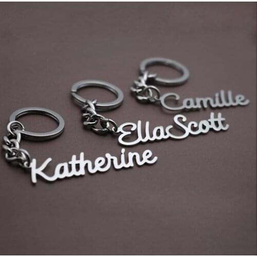 Handmade Personalized Name Pendant Stainless Steel Nameplate Keychain Women Men Customized Names Key chain Jewelry Birthday Gift