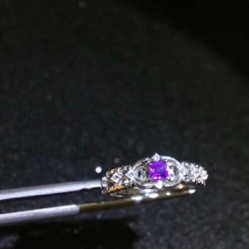 Natural Amethyst ring 925 sterling silver inlaid live ring fashion fashion style Amethyst symbolizes happy love