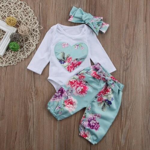 Free shipping Newborn Kid Baby Girl Floral Clothes Jumpsuit Romper Bodysuit Pants Outfit Set