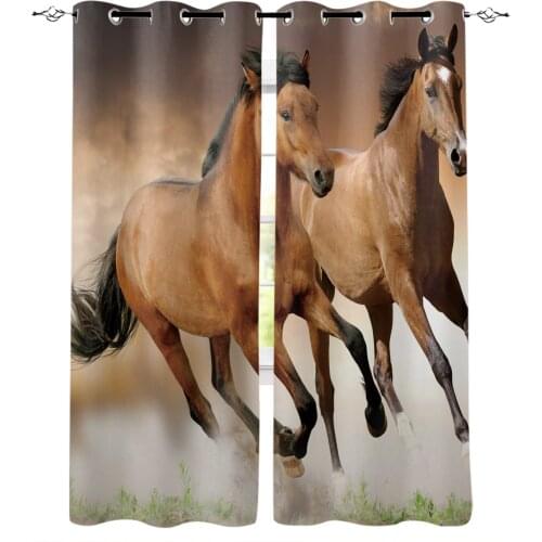 Brown Running Horse Animal Blackout Curtains For Living Room Window Curtains For Bedroom Kitchen Curtains Drapes Blinds