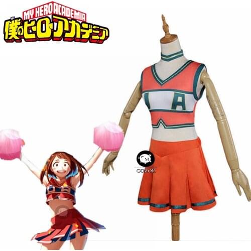 My Hero Academia Boku No Hero Academia Cosplay Asui Tsuyu OCHAKO URARAKA Cheerleader Uniform Anime Costume Women