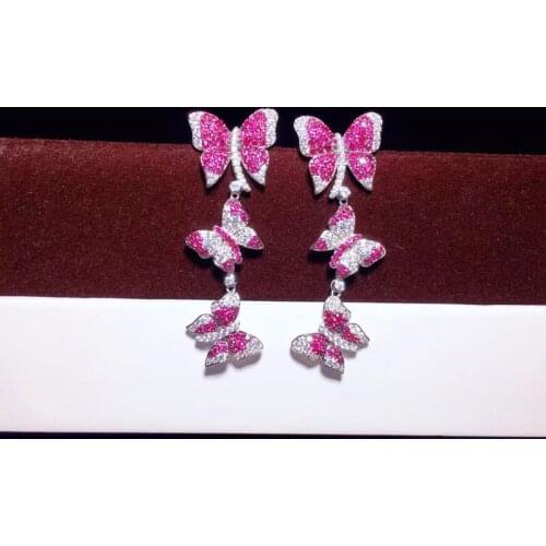 Fashion Charm Butterfly Drop Earrings Inlay Small Zircon Luxury Vintage Jewelry For Women Wedding Party Trend Unusual Earrings