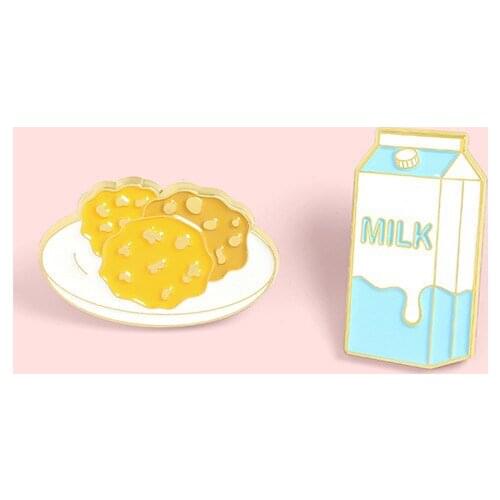 Cartoon Milk Bread Breakfast Brooch Bag Clothes Backpack Lapel Enamel Pin Badges Jewelry Gift For Friend Women Accessories