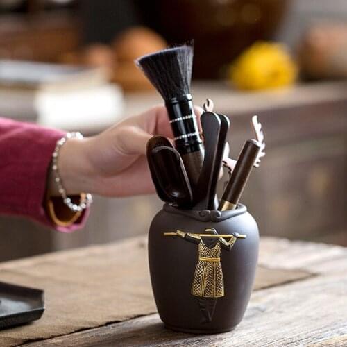 Su Wukong Ebony Tea Ceremony Six Gentlemen Set Metal Great Sage Equal To Heaven Solid Wood Kung Fu Tea Set Tea Set Siteel Tea