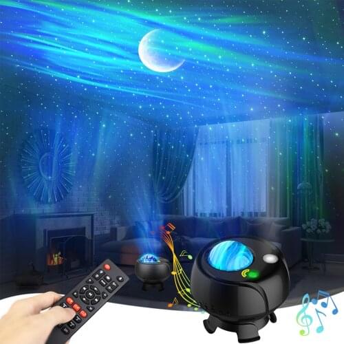 Newest Starry Projector Light Aurora Night Light Projector Remote Control Music Moon and Star Projector Christmas Gift Bedroom