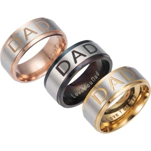 New fashion stainless material boutique simple style mens ring lettering "DAD" ring birthday gift or leisure essentials factory