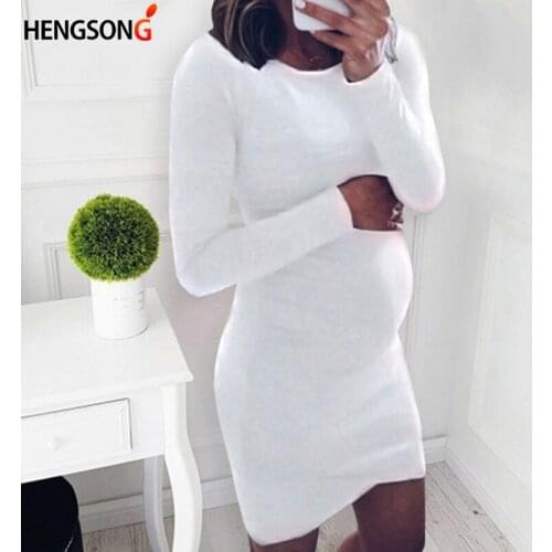 Pregnancy Autumn Dresses Pregnant Women Long Sleeve Bodycon Casual Dress Mother Home Clothes Maternity Dress
