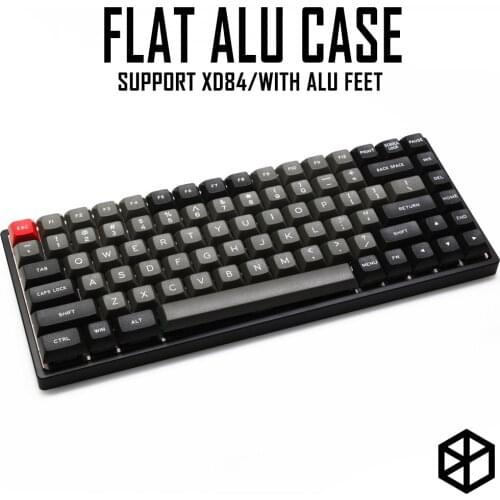 Anodized Aluminium flat case with metal feet for custom mechanical keyboard black siver grey colorway for xd84 75