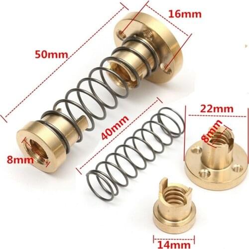 BAAQII 1/2 Pcs T8 Anti-backlash Spring Loaded Nut For 3D Printer Accessories 8mm Eliminate the gap Thread Rod Lead CE1062X2