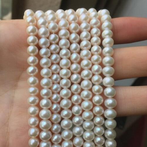 Freshwater Pearl Strands Necklace Round Shape with Size 6-6.5mm Perfect Luster for Jewelry DIY Loose Pearl Strands