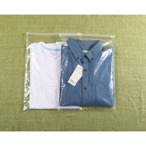 Transparent clothing packaging bag zipper PE bag clothes packing bag storage bag 50pcs