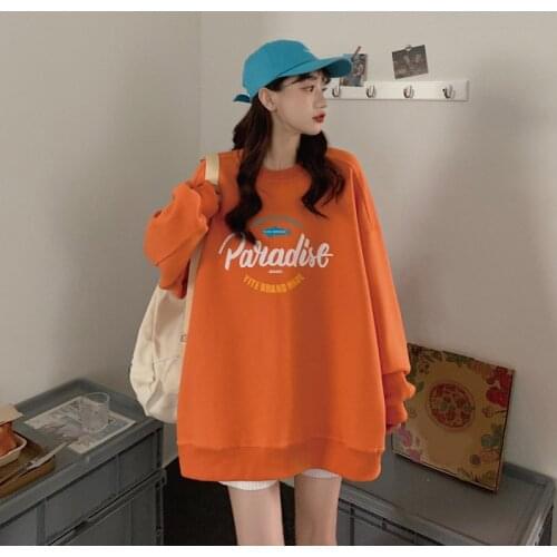QRWR 2021 Spring Autumn New Sweatshirt Women Casual O Neck Hoodies Fashion Loose Harajuku Womens Sweatshirt High Quality M-2XL