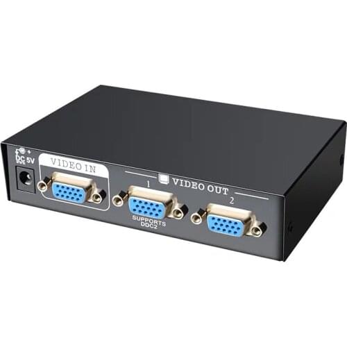 VGA Splitter 1 In 2 Out Mini 2 Port VGA Box Monitor Adapter Box Switcher Splitter for LCD PC Monitor computer notebook projector