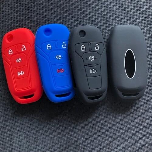 Rubber Key Shell FOB Holder Cover For Ford Ka 2017 Focus Mustang Explorer Fiesta Fusion F150 F-150 Flip Keyless 3 Button Remote
